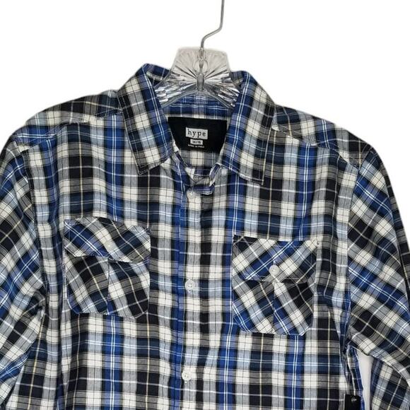 Hype Boy's Plaid Button Down Long Sleeve Shirt, New with Tags - Picture 4 of 9